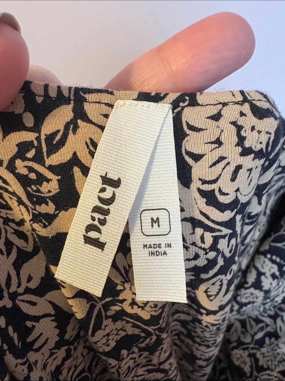 Pact Paisley Blossoms Black Fit & Flare Organic Cotton Dress size M